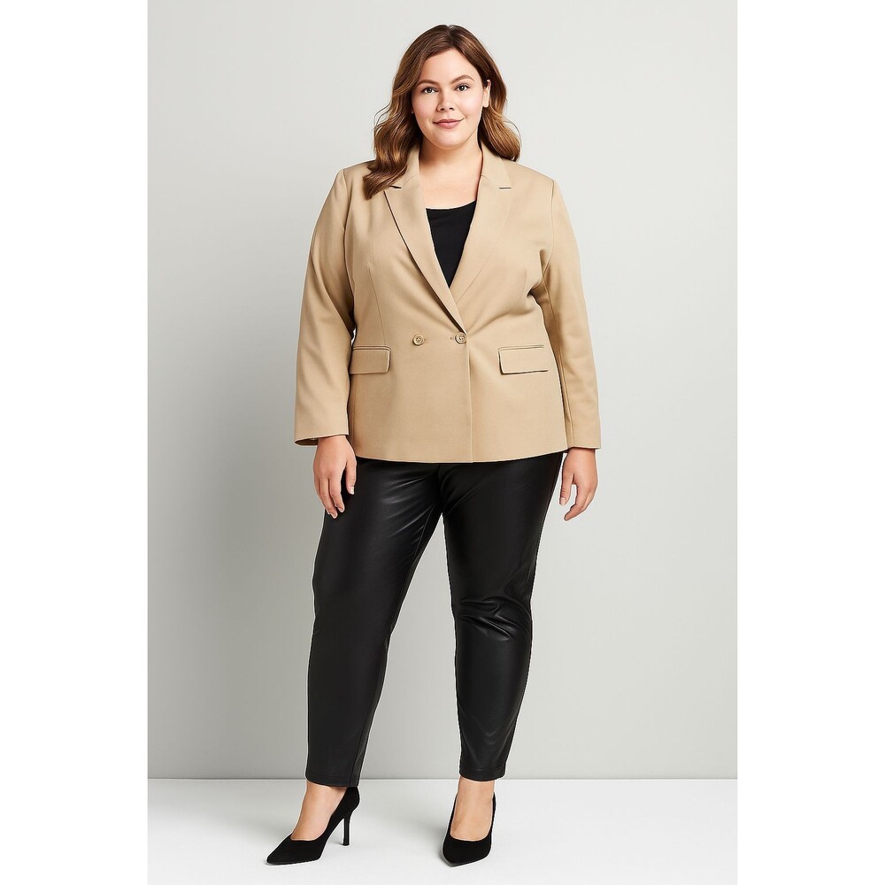 Ava & Viv Womens 3X Faux Leather Coated Pull On Leggings Black Plus Size 24W/26W